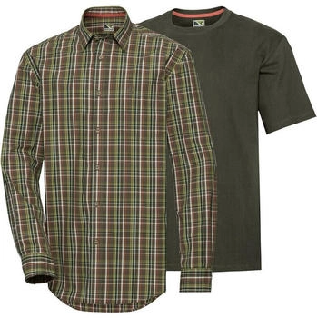 Wald & Forst Jagdhemd T-Shirt oliv kariert