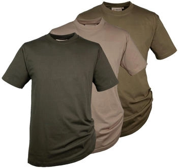 Hubertus T-Shirts im 3er-Pack schilf oliv beige robust