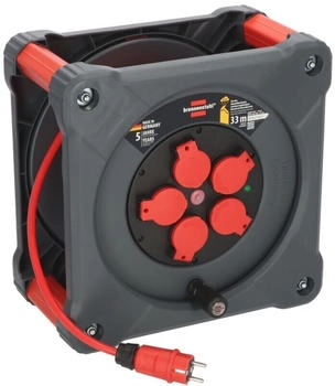 Brennenstuhl Baustellen-Kabeltrommel KA 3210 5 33m H07BQ-F 3G2,5 Kabel rot 5 Steckdosen