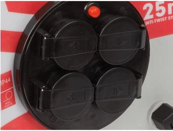 Perel Profi Kabeltrommel 'anti-twist' neopren 40 m 3G2.5 4 Stecker Typ E (französisches System)