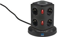 8-fach Steckdosentower 2m 230v Induktionsladefl&auml;che Usb Ip20