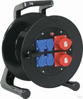 Schill Kabeltrommel GT 380.2C516MD4 mit 2 CEE-Steckdosen + 4 Schuko-Dosen, ohne Kabel, schwarz (27520000000)