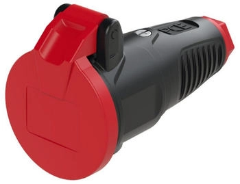PCE Taurus2 Vollgummi-Schutzkontaktkupplung mit Klappdeckel schwarz/rot IP54 (2522-SR)