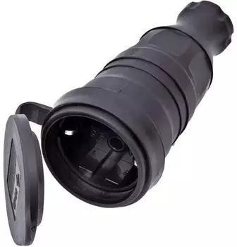 inter B&Auml;R Schutzkontaktkupplung Gummi 230 V Schwarz IP44