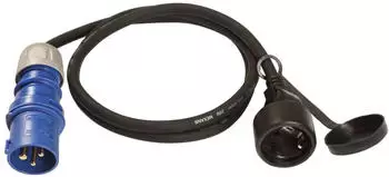 Weing&auml;rtner-Kabel CEE-Adapterleitung CEE 17 Stecker auf Schukokupplung 3-polig 1,5m schwarz (00507)