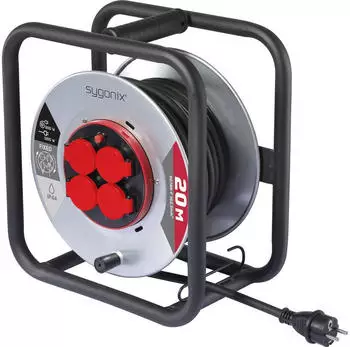 Sygonix Kabeltrommel 20m Schutzkontakt-Stecker, Schwarz (SY-10236117)