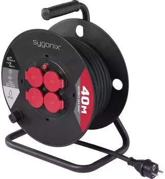 Sygonix SY-10236132 Kabeltrommel 40m Schutzkontakt-Stecker Schwarz (SY-10236132)