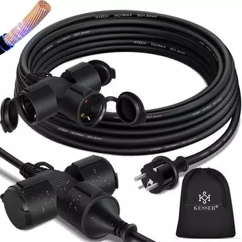 Kesser Verl&auml;ngerungskabel 10m 3-fach Schuko IP44 (KESSER-10M-3500W-3P)