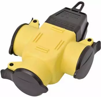 inter B&Auml;R 3-fach-Kupplung Gummi 230V Gelb IP44 (9007-006.01)