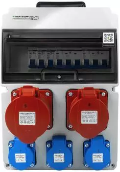 Doktorvolt Baustromverteiler 16A 32A CEE mit Griff und LS-Schalter (DV-8119-F)