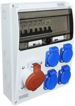 RoadEu Stromverteiler CEE 32A mit 4x Schuko 230V, Leitungsschutzschalter (6001-3-32)