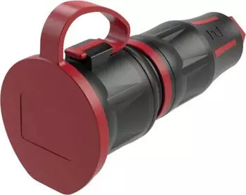 PC Electric Schutzkontaktkupplung Gummi PA6 250V schwarz/rot IP54 (24711-src)