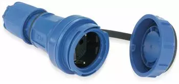 PCE Schutzkontaktkupplung mit Deckelband, blau, IP66/68 (20251-b)
