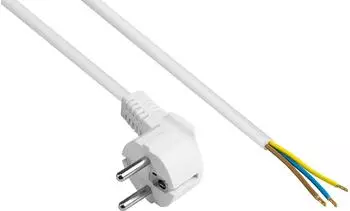 Good Connections Netzkabel Schutzkontakt-Stecker Typ E+F (CEE 7/7, gewinkelt), abisolierte Enden, 0,75mm&sup2;, 1,5m, wei&szlig; (P0185-W015)