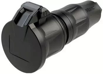 SIROX Schutzkontaktkupplung mit Klappdeckel, Vollgummi, schwarz, IP54 (802.511.01)