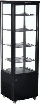 Metro Professional Panorama Kühlvitrine GGC3235B, 51.5 x 48.5 x 169 cm, 235 L, 4 verstellbare Einlegeböden, mit 4 Rollen, schwarz - schwarz Glas