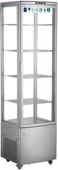 Metro Professional Panorama Kühlvitrine GGC3270SV, 51.5 x 48.5 x 189.5 cm, 270 L, 4 verstellbare Böden, mit 4 Rollen, silber - silber Glas