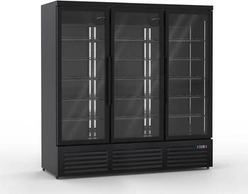 Wimar Gastro Getränkekühlschrank Kühlschrank Gewerbekühlschrank 1900l 2-10°C 3 Glastüren - schwarz WR KS-1600-N