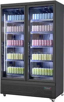 Wimar Getränkekühlschrank Kühlschrank Gewerbekühlschrank 1038l 2 Türen 1255x710x2000mm - schwarz WR KS-1038F