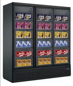 Wimar Gastro Tiefkühlschrank Gefrierschrank Eisschrank 3 Glastüren 1530 Liter -18/-22°C - schwarz WR TKS-1880F