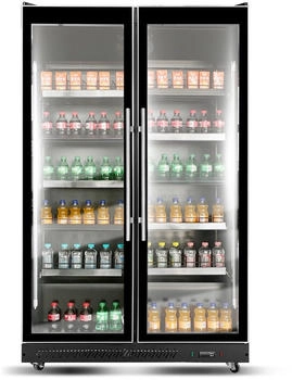 Wimar Gastro Lagerkühlschrank Kühlschrank Gewerbekühlschrank 900l 2-10°C 2 Glastüren - schwarz WR KS-1120-N