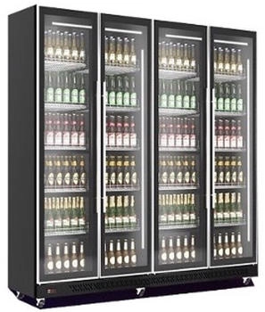 Wimar Gastro Lagerkühlschrank Kühlschrank Gewerbekühlschrank 1650l 0-10°C 4 Glastüren - schwarz WR KS-2240F