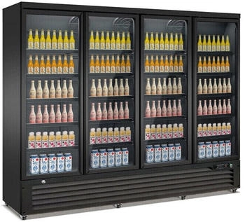 Wimar Getränkekühlschrank Kühlschrank Gewerbekühlschrank 2000l 4 Türen 2500x705x2050mm - schwarz WR KS-2500F