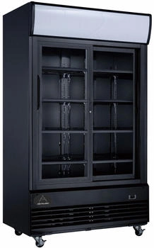Wimar Getränkekühlschrank Gewerbekühlschrank 1013l 2 Glastüren 1200 x 730 x 2036mm schwarz - schwarz WR KS-1000BB