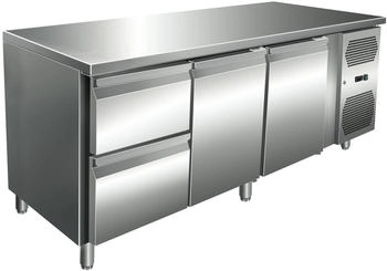 A&S polarny Gastro Edelstahl Kühltisch Kühltheke 2 Türen / 2 Schubladen 242 L -2/+8°C Edelstahl KT3C2-VIP