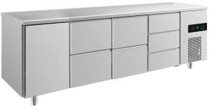 A&S polarny Gastro Kühltisch 1 Tür 7 Schubladen Umluftkühlung 2330x700x850mm -2/+8°C [EEK: A]