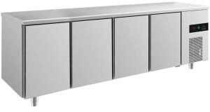 A&S polarny Kühltisch -2 bis +8°C 2330x700x850mm mit 4 Türen 233x85x70 cm (BxHxT); silber Kühltisch -2 bis +8°C 2330x700x850mm mit 4 Türen