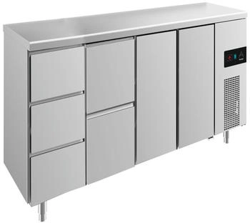 A&S polarny Kühltisch -2 bis +8°C 2330x700x850mm mit 2x Türen, 1x zwei Schubladen und 1x 3 Schubladen (4DZTT)