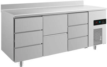 A&S polarny Gastro Kühltisch 3 Schubladen links&rechts 2 Schubladen mittig Umluftkühlung Aufkantung, 1865x700x850mm -2/+8°C 474L Edelstahl KT3DZDA
