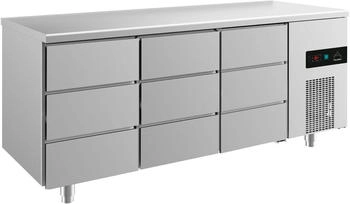 A&S polarny Kühltisch -2 bis +8°C 1865x700x850mm mit 3x drei Schubladen 186.5x85x70 cm (BxHxT); silber Kühltisch -2 bis +8°C 1865x700x850mm mit 3x drei Schubladen