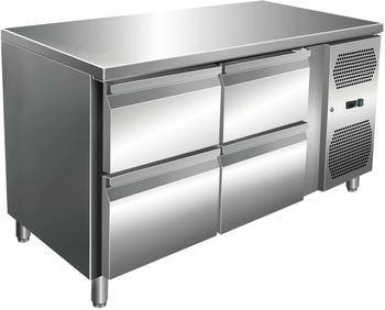 A&S polarny Gastro Edelstahl Kühltisch Kühltheke 4 Schubladen 105 L -2/+8°C Edelstahl KT2C4-VIP