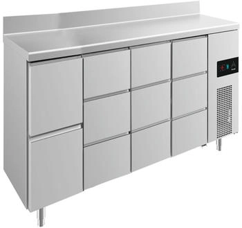 A&S polarny Kühltisch -2 bis +8°C 2330x700x850mm mit 1x zwei Schubladen und 3x drei Schubladen u. Aufkantung (4ZDDDA)