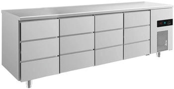 A&S polarny Kühltisch -2 bis +8°C 2330x700x850mm mit 4x drei Schubladen 233x85x70 cm (BxHxT); silber Kühltisch -2 bis +8°C 2330x700x850mm mit 4x drei Schubladen