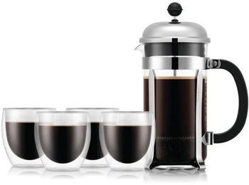 Bodum French-Press-Kaffeemaschine Chambord Set - 8 Tassen 1,0 l