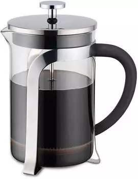 Karl Weis Pressfilterkanne aus Glas und Edelstahl Silber-Schwarz 1L 18328