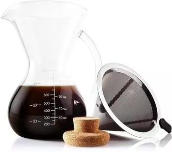 LuxusKollektion Pour Over Kaffeebereiter 1L mit Glaskaraffe & Edelstahlfilter