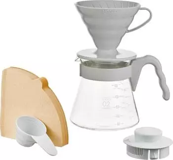 Hario Kit V60 hellgraues Glas und PP 1-4 Tassen