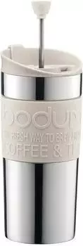 Bodum Travel Press Edelstahl mit extra Trinkaufsatz 0,35 l Cremefarben