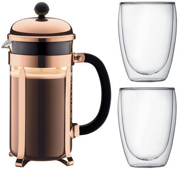 Bodum Set Chambord Kupfer 1 l & 2 Pavina Gläser