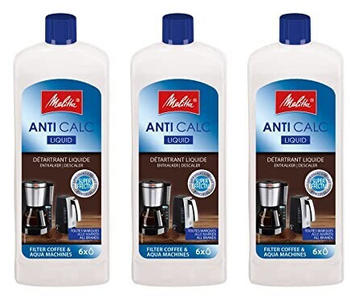 Melitta Anti Calc Liquid Flüssigentkalker für Filterkaffeemaschinen und Wasserkocher 3x250ml