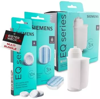 Siemens 10 Reinigungstabletten + 3 Entkalkungstabletten + 3 Wasserfilter für EQ Series Kaffeevollautomaten