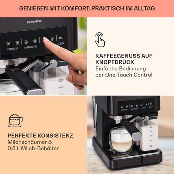 Klarstein Arabica Comfort schwarz – Vielseitige Kaffeespezialitäten auf Knopfdruck