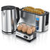 Arendo Frühstücksset 3-teilig inkl. Wasserkocher 1,5l + 4-Scheiben Langschlitz Toaster + Eierkocher silber