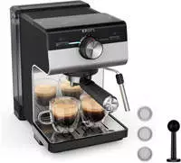 Krups Espressomaschine "XP384G Authentic+, Siebtr&auml;ger" intuitives Bedienfeld,