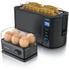 Arendo Frühstücks-Set (2-tlg), 4-Scheiben Langschlitz Toaster, 6er Eierkocher, Schwarz