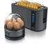 Arendo Frühstücks-Set (2-tlg), 4-Scheiben Langschlitz Toaster, 7er Eierkocher, Cool Grey